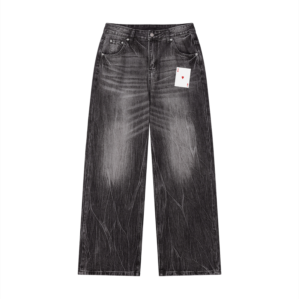 V of Hearts Vintage Wash Wide Leg Jeans