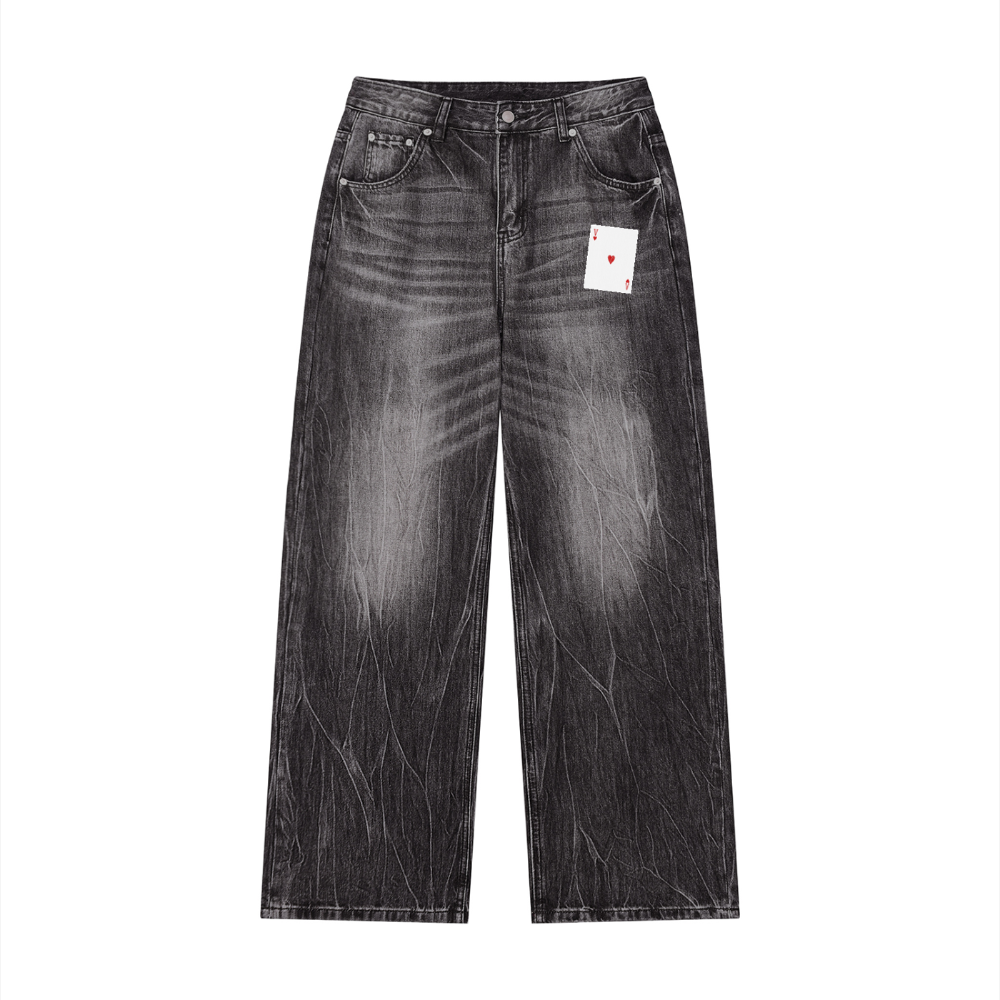 V of Hearts Vintage Wash Wide Leg Jeans