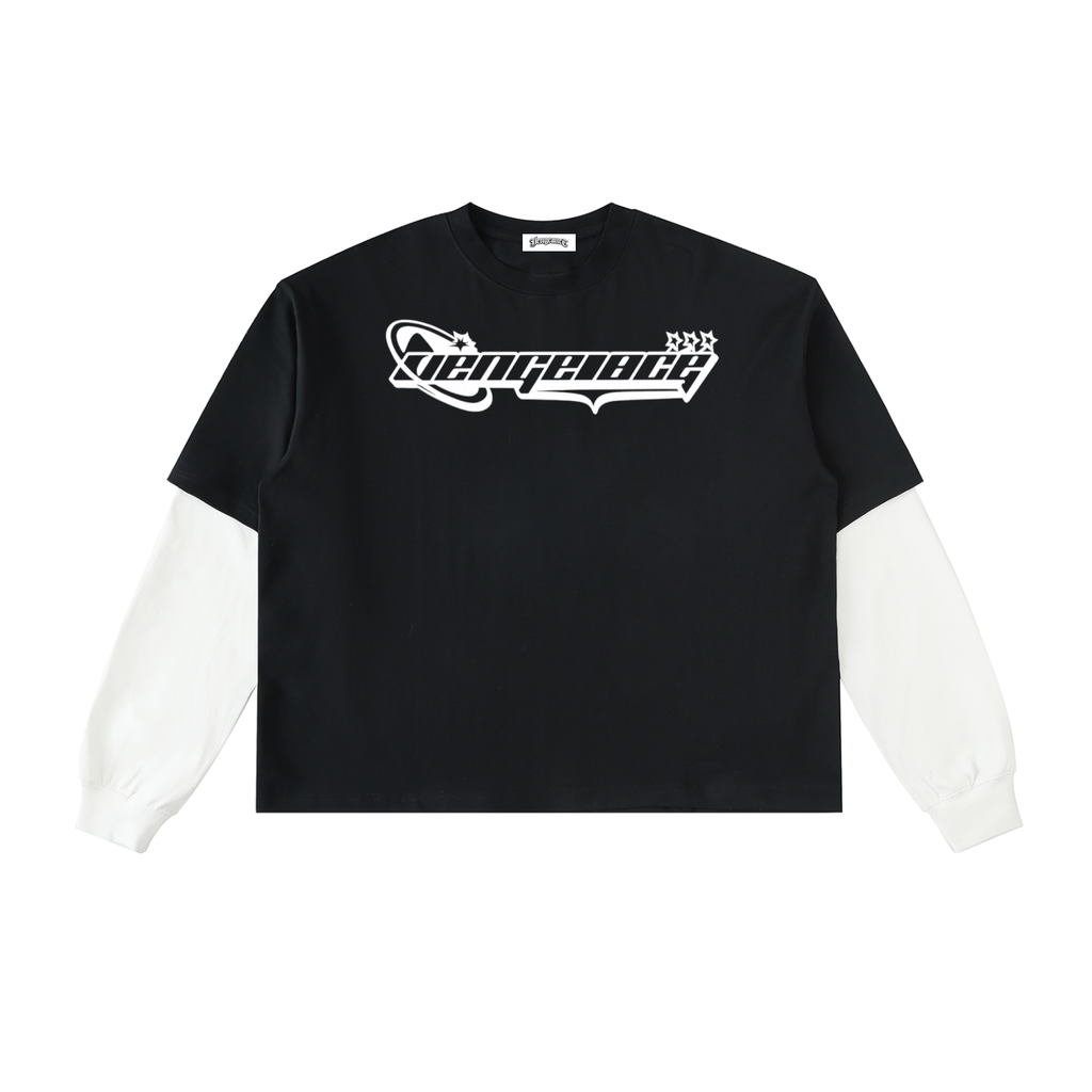 Vengenace Orbit Layered Contrast Sleeve Cotton T-Shirt