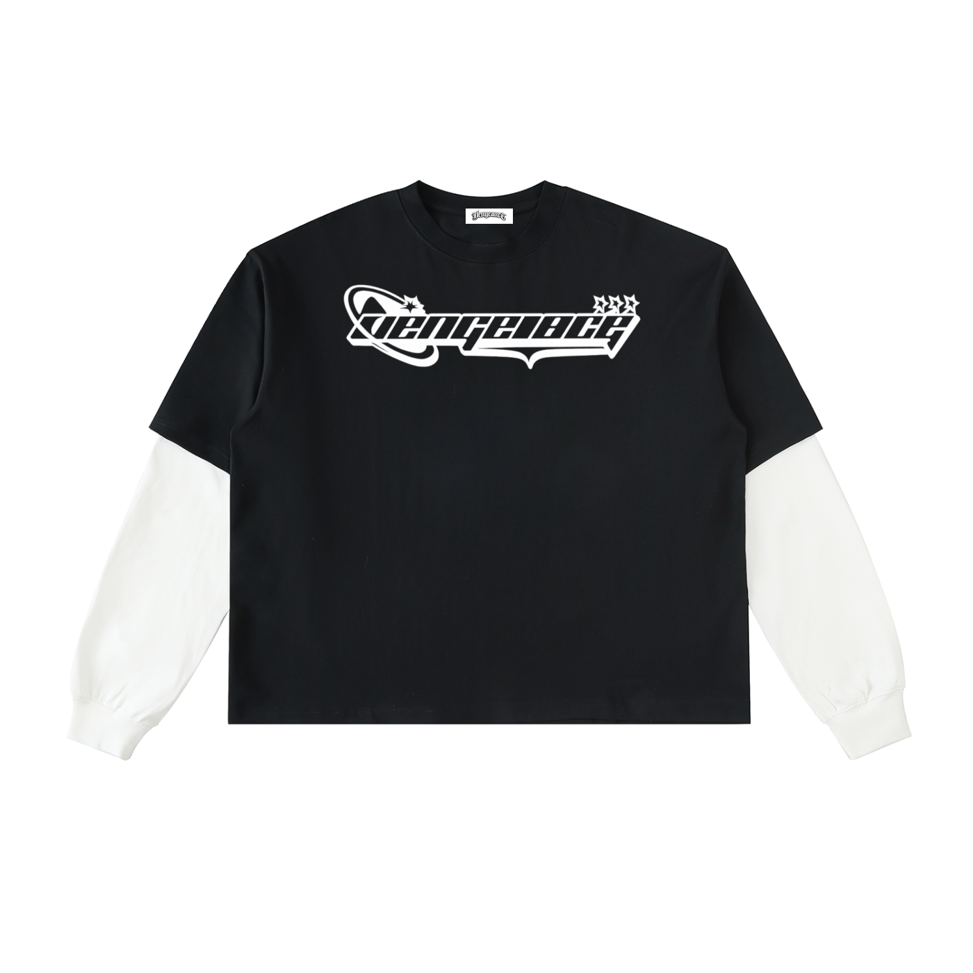 Vengenace Orbit Layered Contrast Sleeve Cotton T-Shirt