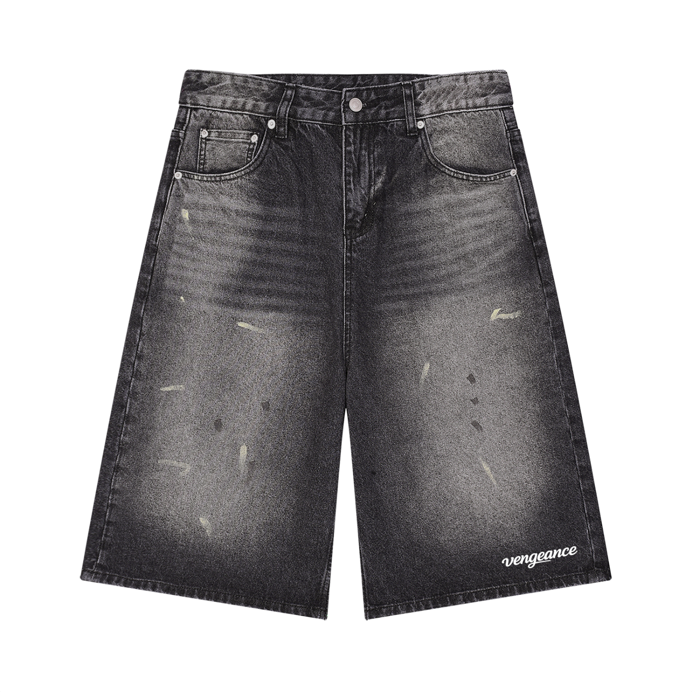Vengenace Vintage Wash Wide Leg Denim Shorts